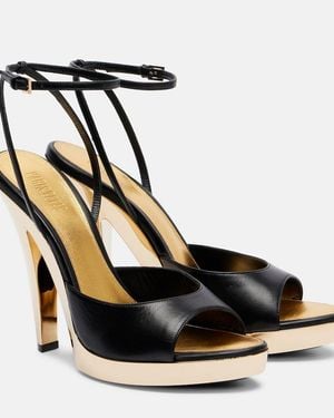 Paris Texas Gala Leather Platform Sandals - Black