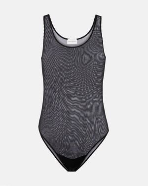 Magda Butrym Semi-Sheer Scalloped Bodysuit - Grey