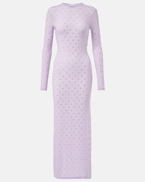 Rabanne Second Skin Embellished Jersey Maxi Dress - Purple