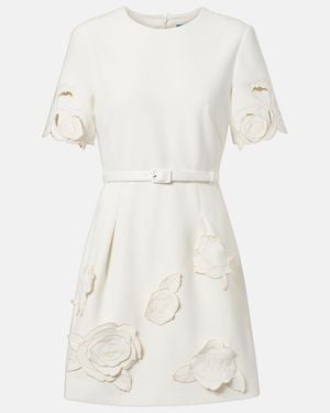 LEO LIN Aurelie Belted Floral-Applique Minidress - White