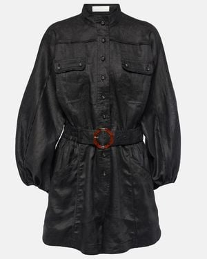 Zimmermann Belted Linen Playsuit - Black