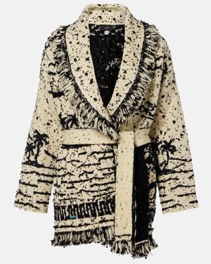 Alanui Ocean Whispers Fringed Wool-Blend Cardigan - Yellow