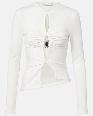 Christopher Esber Cutout Ribbed-Knit Jersey Top - White