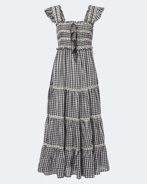 RIXO London Midikleid Chandra Aus Baumwolle - Grau