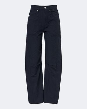 Veronica Beard Sloan Cotton Barrel-Leg Trousers - Blue