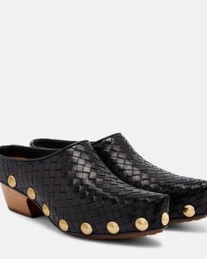 Bottega Veneta Gondola Intrecciato Studded Leather Clogs - Black