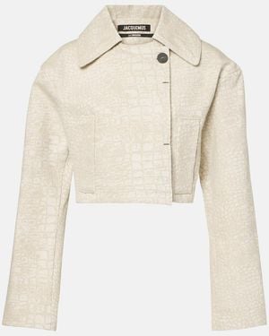 Jacquemus Marino De Nimes Cotton Cropped Long Sleeve Jacket - Natural