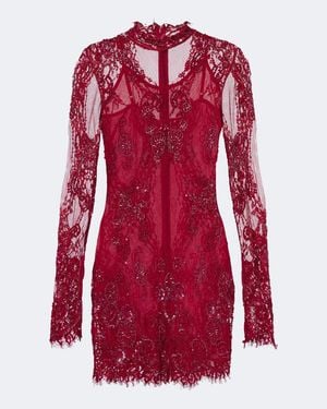 Blumarine Verziertes Minikleid Aus Spitze - Rot