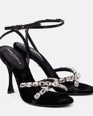 Dolce & Gabbana Crystal-Embellished Satin Sandals - Black