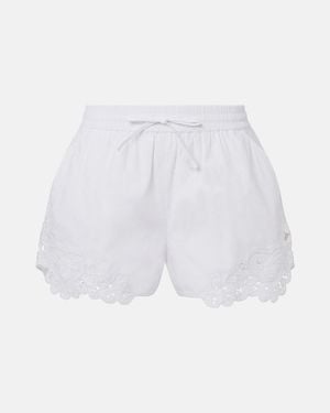 Veronica Beard Vivaldi Embroidered Cotton Shorts - White
