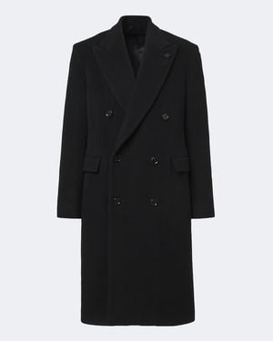 Lardini Double-Breasted Virgin Wool Coat - Black