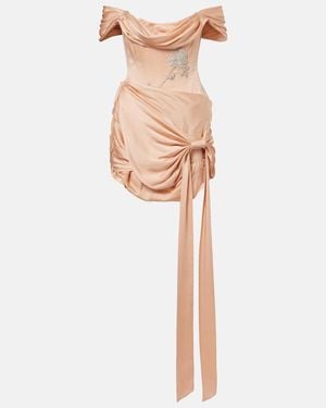 Clio Peppiatt Verziertes Minikleid Paloma - Natur