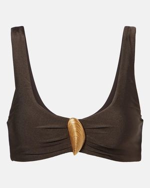 Jonathan Simkhai Veyra Applique Bikini Top - Brown
