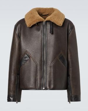 Lemaire Shearling-Lined Leather Jacket - Black