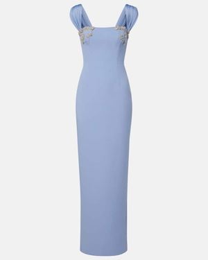 Rachel Gilbert Malia Embellished Crepe Corset Gown - Blue