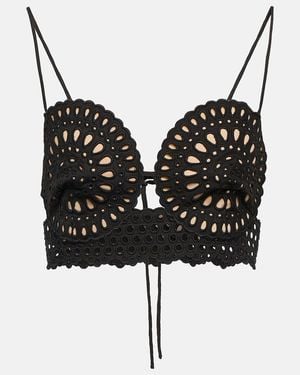 Stella McCartney Broderie Anglaise Crop Top - Black