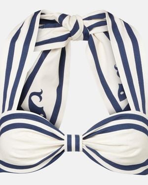 ALÉMAIS Marine Striped Cotton Bra Top - Blue