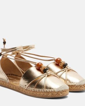Jimmy Choo Lemi Embellished Leather Espadrilles - Brown