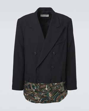 Dries Van Noten Verzierter Blazer Aus Wolle - Schwarz