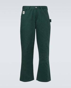 Bode Knolly Brook Cotton Twill Straight Trousers - Green