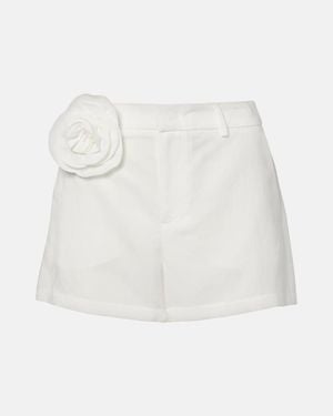 Blumarine Floral-Applique Gabardine Shorts - White