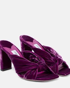 Jimmy Choo Avenue 85 Velvet Mules - Purple