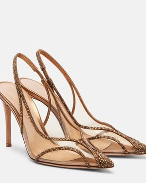Gianvito Rossi Diana 95 Leather-Trimmed Pu Slingback Court Shoes - Natural