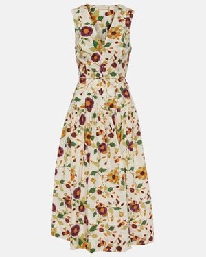 Ulla Johnson Kiran Floral Cotton Midi Dress - Metallic