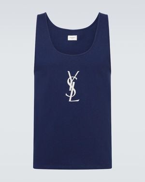 Saint Laurent Cotton Tank Top - Blue