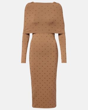 Max Mara Adatti Embellished Wool-Blend Midi Dress - Brown