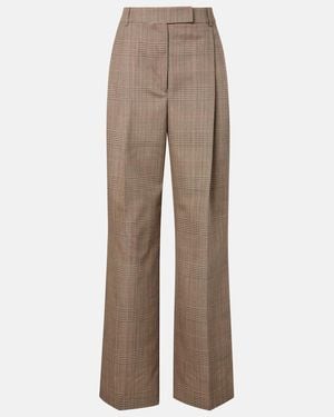 Rohe Checked Virgin Wool Straight Pants - Brown