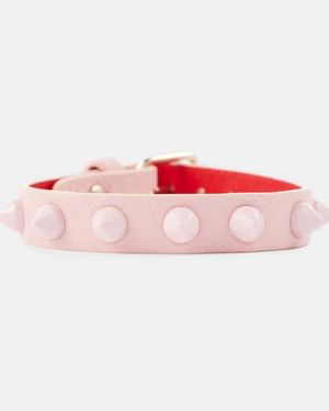 Christian Louboutin Pulsera Loubilink De Piel Con Tachuelas - Rosa