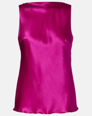 Nina Ricci Open-Back Silk-Blend Satin Top - Pink