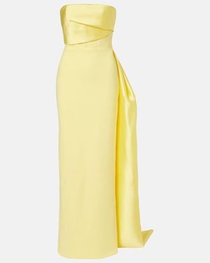 Solace London Kinsley Draped Strapless Gown - Yellow