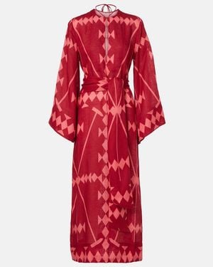 Johanna Ortiz Printed Linen Maxi Dress - Red