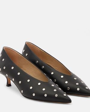 Le Monde Beryl Studded Leather Court Shoes - Black