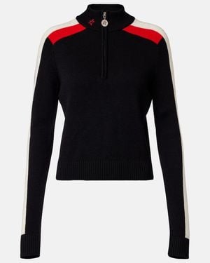 Perfect Moment Merino Wool La Tour Quarter-Zip Jumper - Black