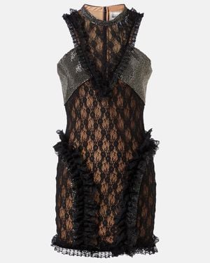 Self-Portrait X Christopher Kane Embellished Lace Minidress - Black