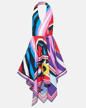 PUCCI Cigni Halterneck Cotton Midi Dress - White