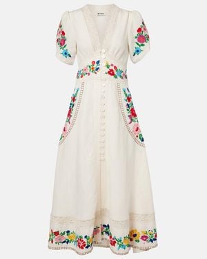 RIXO London Novara Embroidered Linen-Blend Maxi Dress - Natural