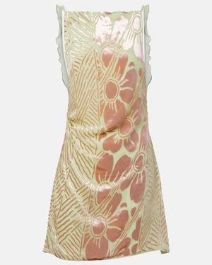 SIR. Ventura Floral Velvet And Mesh Minidress - Natural