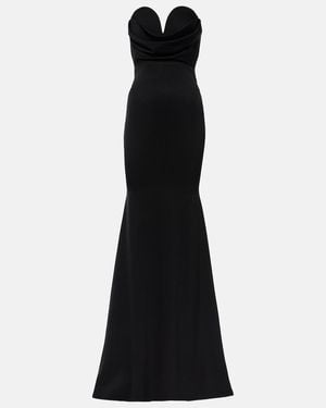 Alex Perry Gathered Strapless Satin Gown - Black