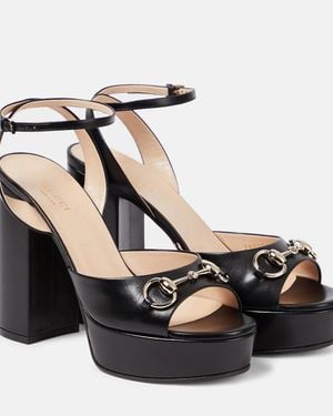 Gucci Horsebit Leather Platform Sandal - Black
