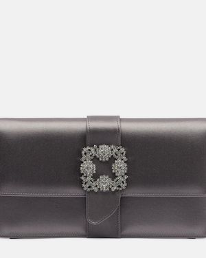 Manolo Blahnik Capri Embellished Satin Clutch - Gray
