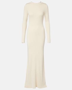 AYA MUSE Elowen Open-Back Silk-Blend Maxi Dress - White