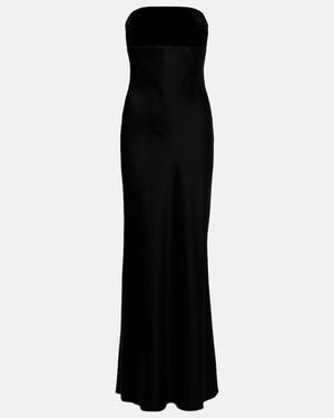 Max Mara Baia Velvet-Trimmed Satin Bustier Gown - Black