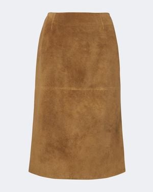 Jil Sander Suede Midi Skirt - Brown