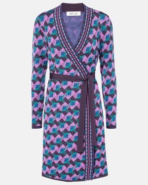 Diane von Furstenberg Edwina Knitted Jacquard Wrap Dress - Blue