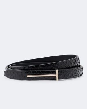 Tom Ford Guertel T Icon Aus Leder - Schwarz