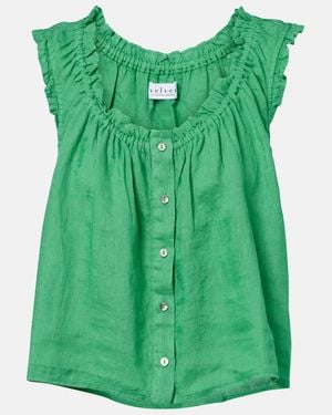 Velvet Tana Linen Top - Green